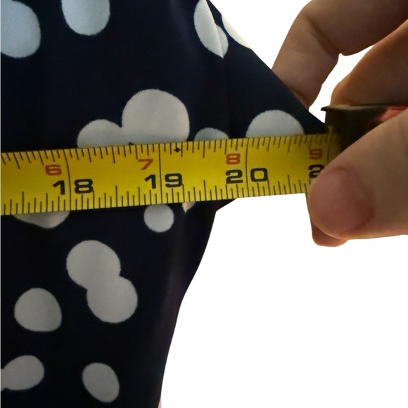 GLAMOUR Navy Polka Dot Midi Dress | Surplice V-Neck | Size Medium - Picture 8 of 9